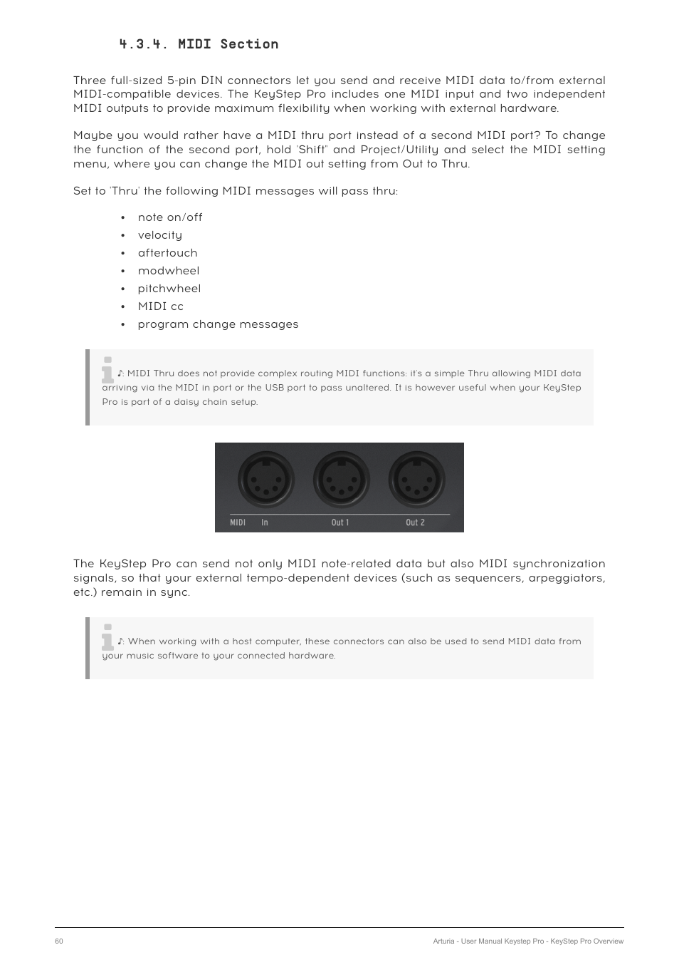 Midi section | Arturia KeyStep Pro Keyboard with Advanced Sequencer and Arpeggiator User Manual | Page 66 / 186