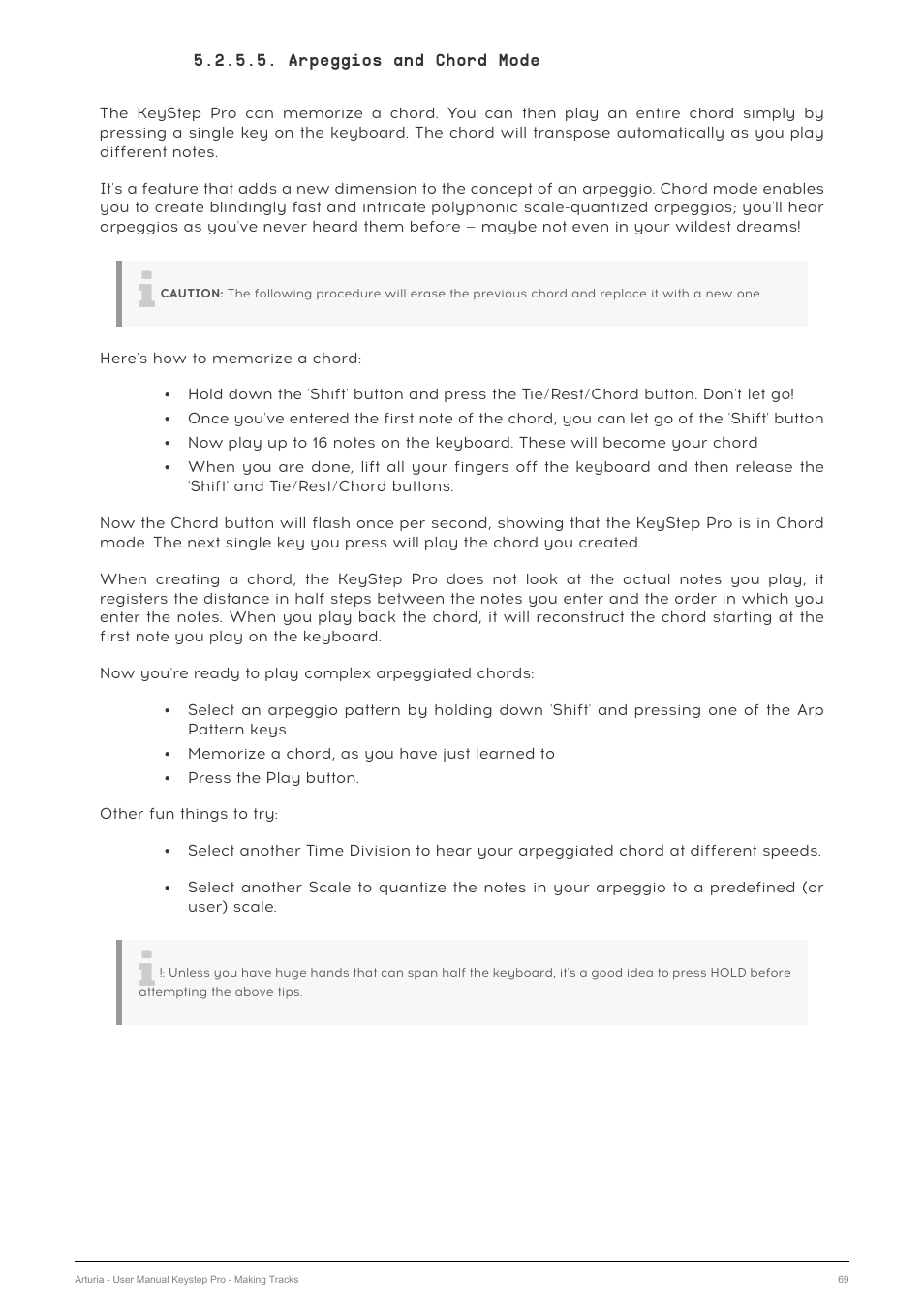 Arpeggios and chord mode | Arturia KeyStep Pro Keyboard with Advanced Sequencer and Arpeggiator User Manual | Page 75 / 186