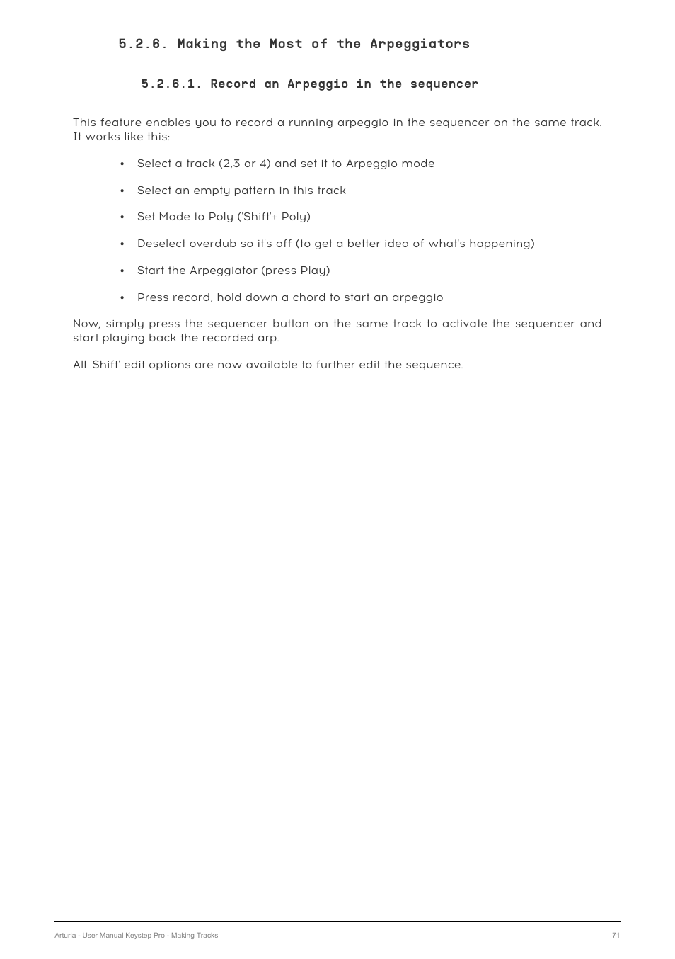 Making the most of the arpeggiators, Record an arpeggio in the sequencer | Arturia KeyStep Pro Keyboard with Advanced Sequencer and Arpeggiator User Manual | Page 77 / 186