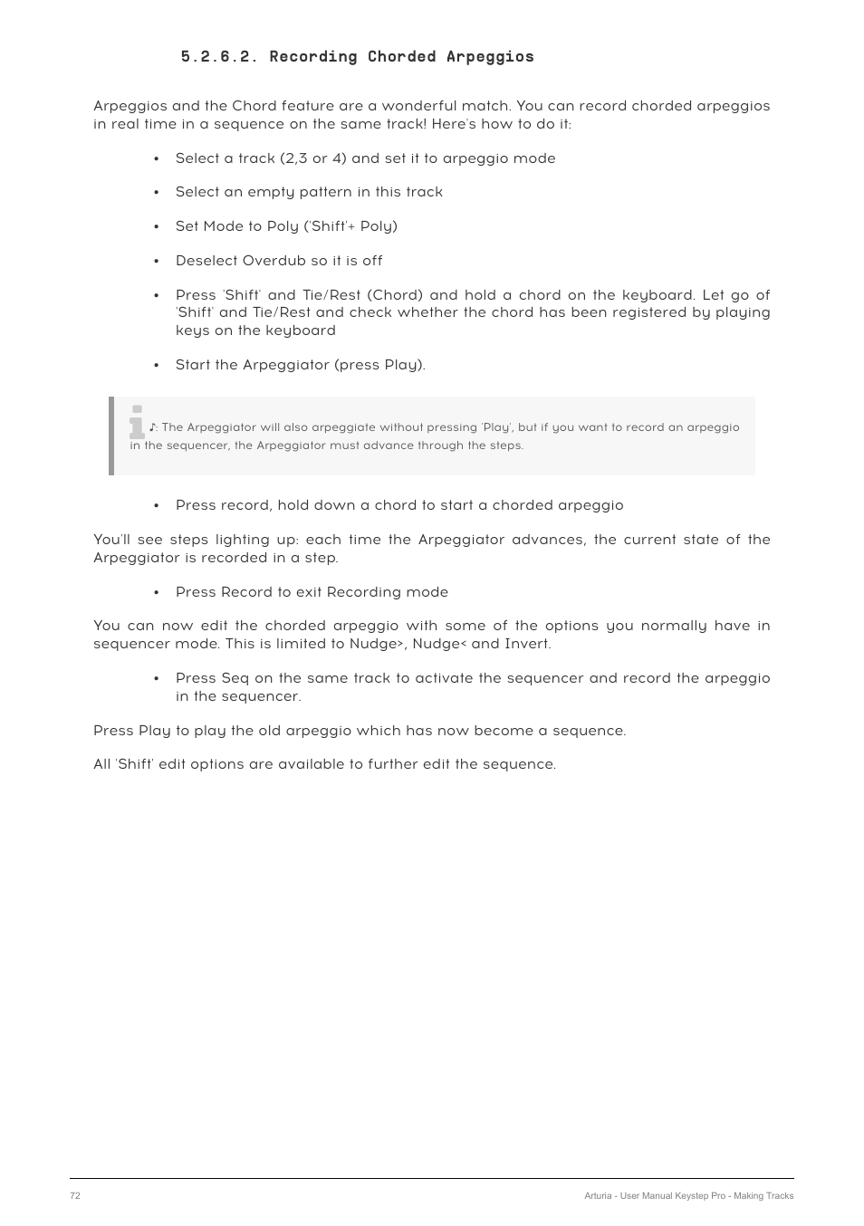 Recording chorded arpeggios | Arturia KeyStep Pro Keyboard with Advanced Sequencer and Arpeggiator User Manual | Page 78 / 186