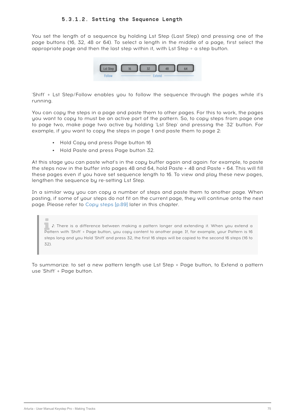 Setting the sequence length | Arturia KeyStep Pro Keyboard with Advanced Sequencer and Arpeggiator User Manual | Page 81 / 186