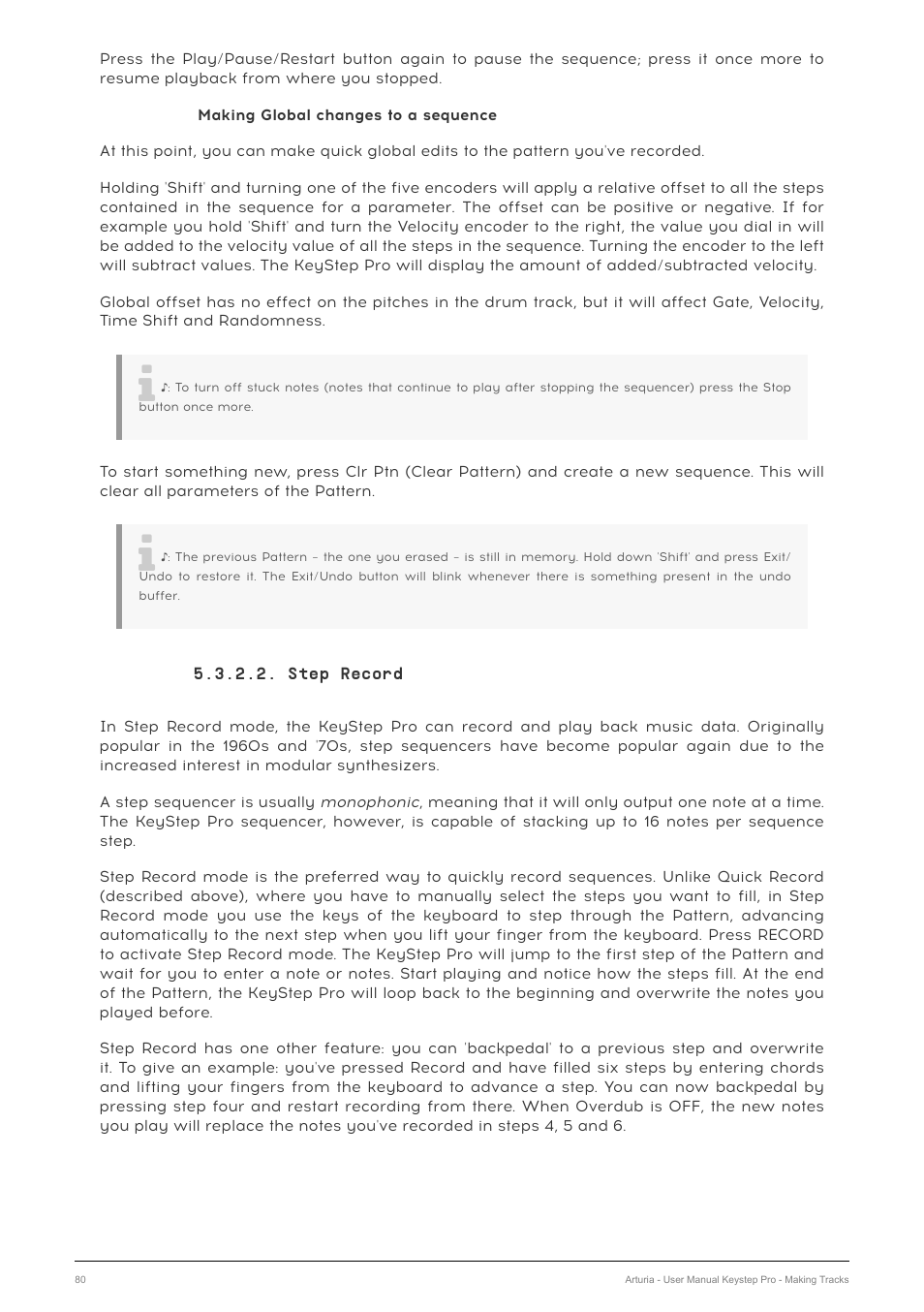 Step record | Arturia KeyStep Pro Keyboard with Advanced Sequencer and Arpeggiator User Manual | Page 86 / 186
