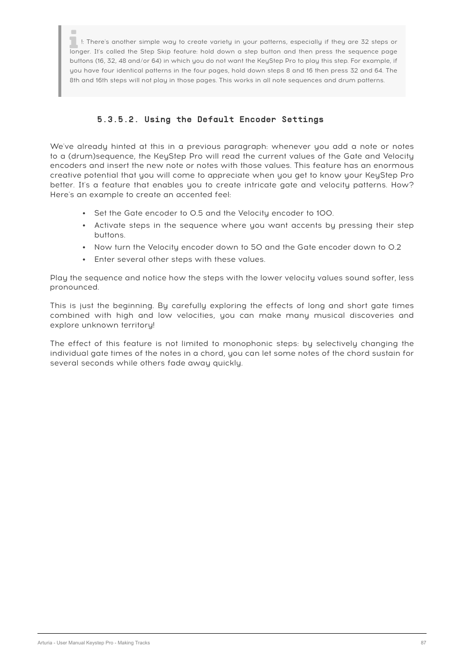 Using the default encoder settings | Arturia KeyStep Pro Keyboard with Advanced Sequencer and Arpeggiator User Manual | Page 93 / 186