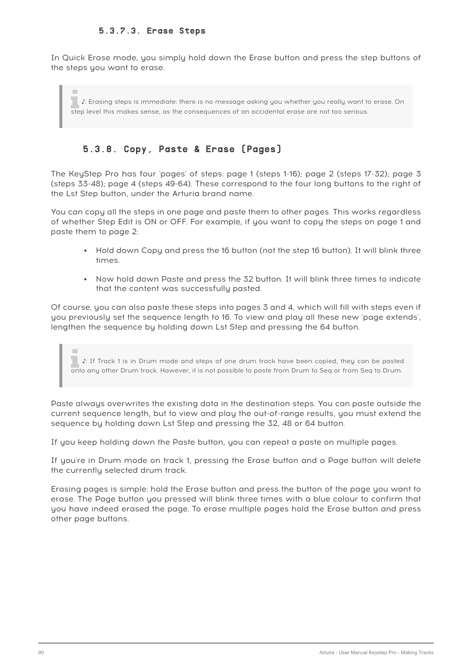 Erase steps | Arturia KeyStep Pro Keyboard with Advanced Sequencer and Arpeggiator User Manual | Page 96 / 186