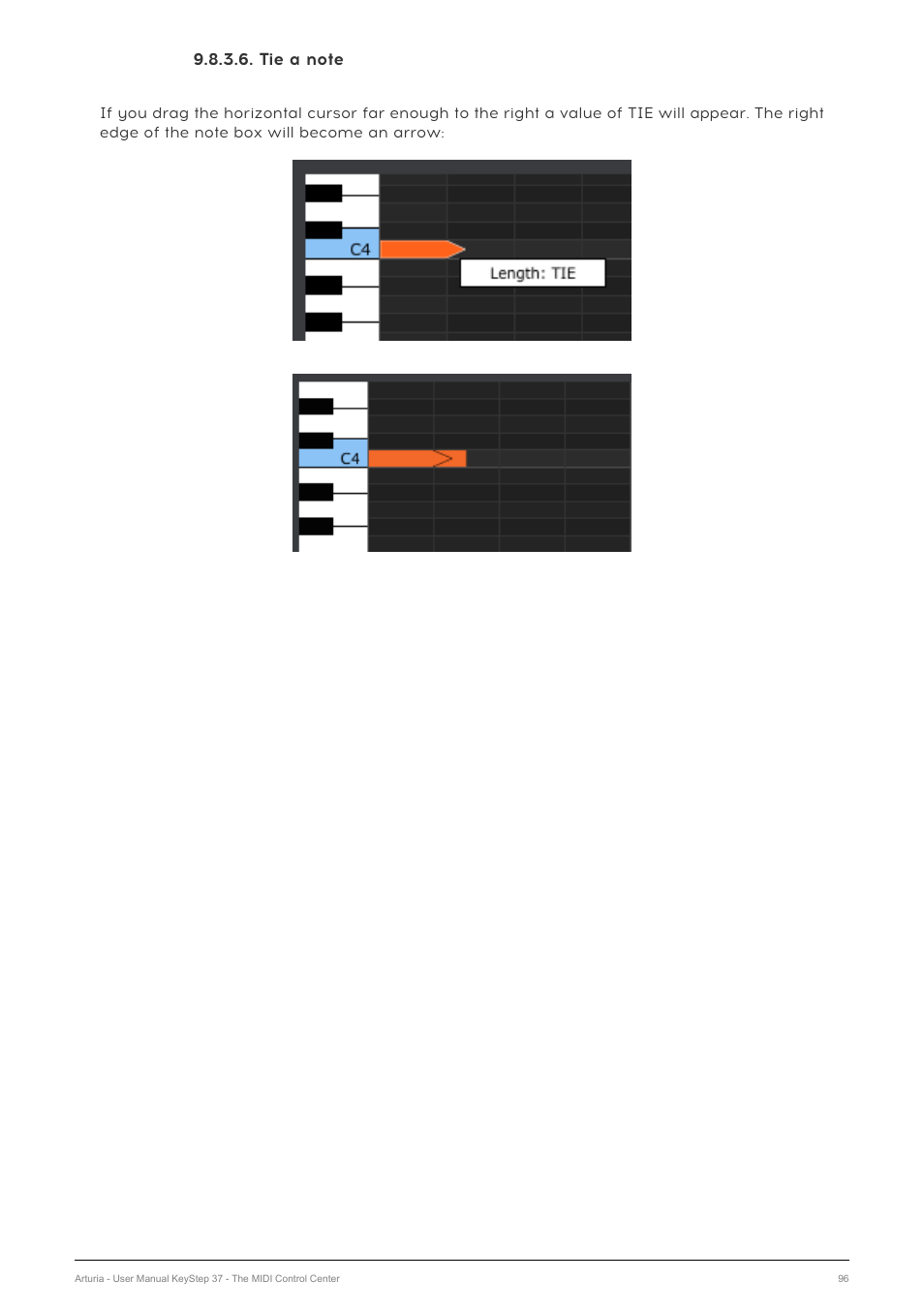 Tie a note | Arturia KeyStep 37 MIDI Keyboard Controller and Sequencer User Manual | Page 101 / 119