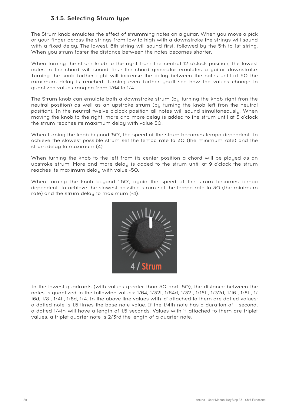 Selecting strum type | Arturia KeyStep 37 MIDI Keyboard Controller and Sequencer User Manual | Page 34 / 119