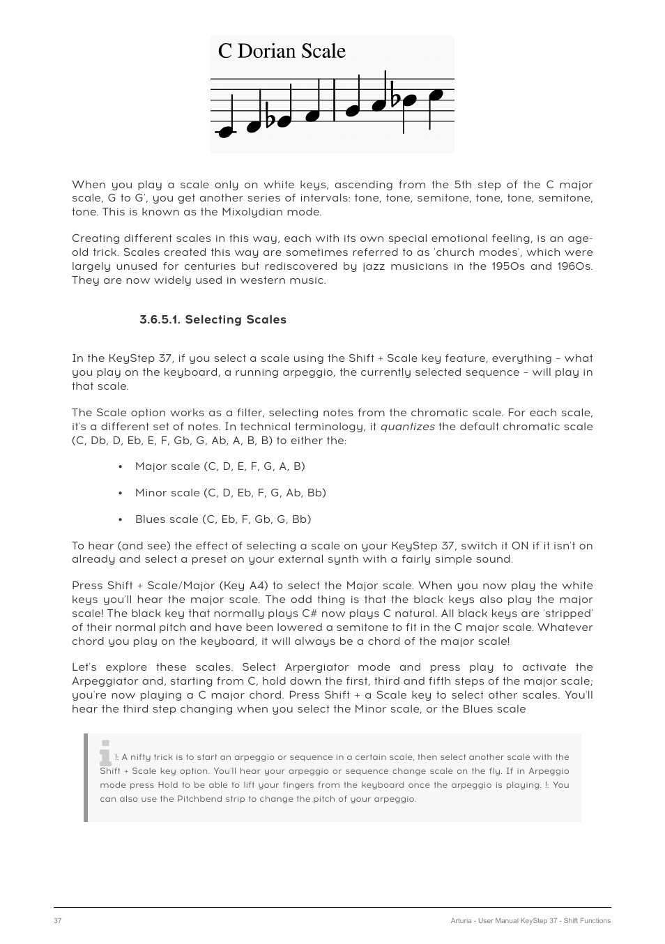 Selecting scales | Arturia KeyStep 37 MIDI Keyboard Controller and Sequencer User Manual | Page 42 / 119