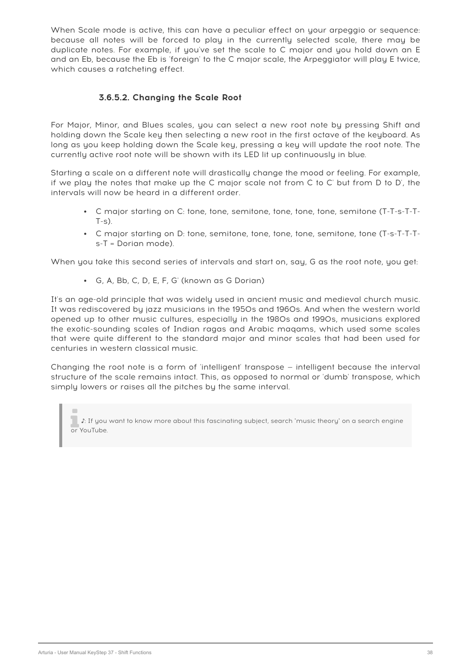 Changing the scale root | Arturia KeyStep 37 MIDI Keyboard Controller and Sequencer User Manual | Page 43 / 119