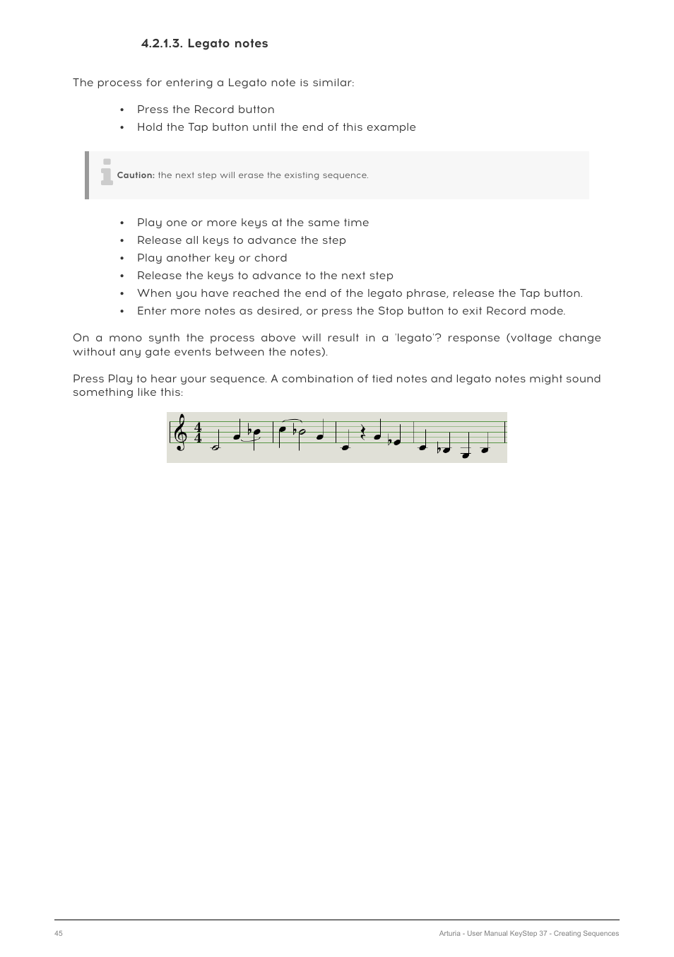 Legato notes | Arturia KeyStep 37 MIDI Keyboard Controller and Sequencer User Manual | Page 50 / 119