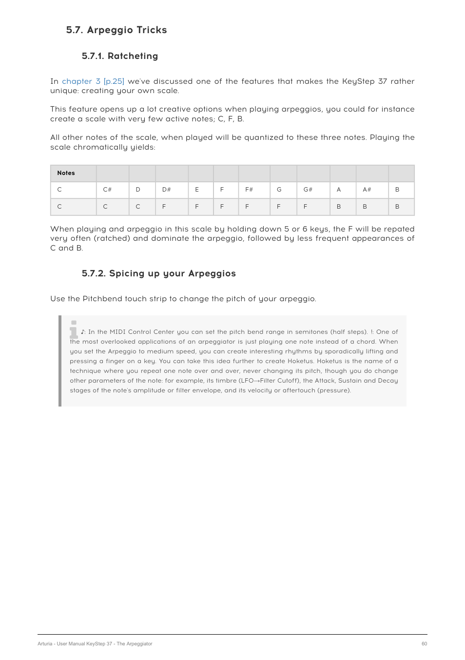 Arpeggio tricks, Ratcheting, Spicing up your arpeggios | Arturia KeyStep 37 MIDI Keyboard Controller and Sequencer User Manual | Page 65 / 119