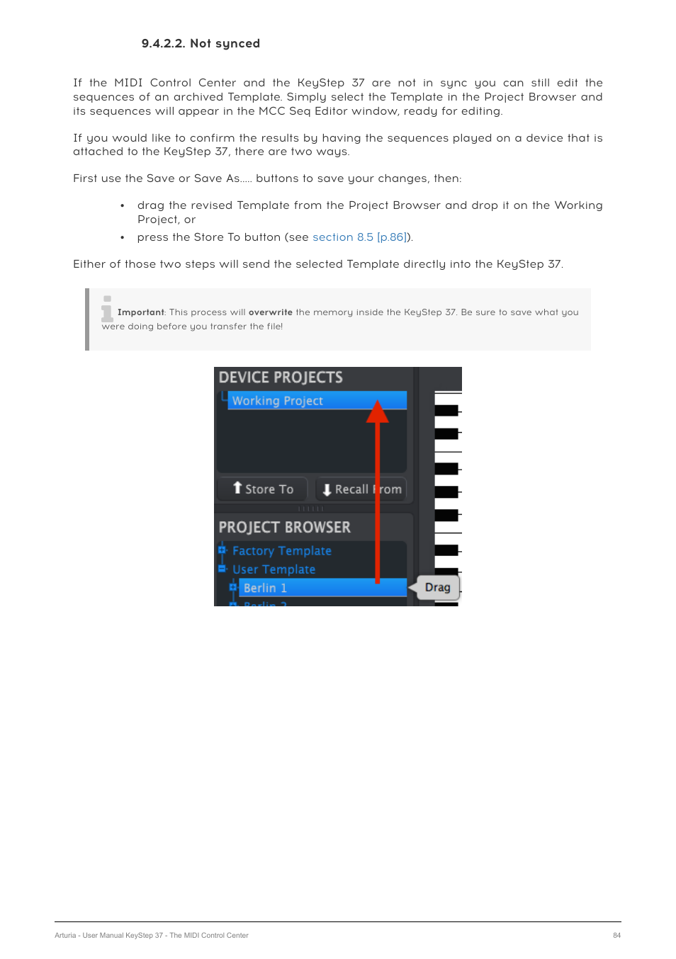 Not synced | Arturia KeyStep 37 MIDI Keyboard Controller and Sequencer User Manual | Page 89 / 119