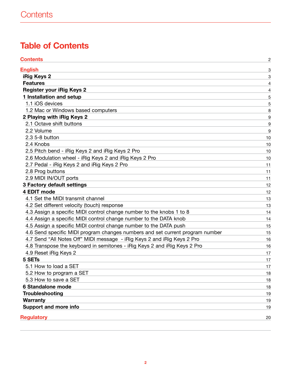 IK Multimedia iRig Keys 2 Mini 25-Mini-Key USB MIDI Keyboard Controller User Manual | Page 3 / 62