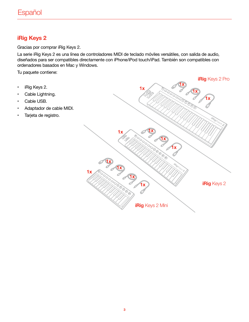 Irig keys 2, Español | IK Multimedia iRig Keys 2 Mini 25-Mini-Key USB MIDI Keyboard Controller User Manual | Page 44 / 62