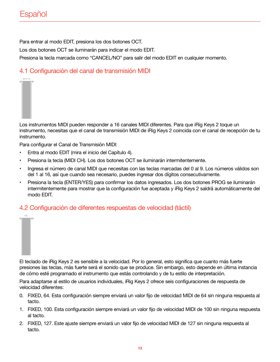 1 configuración del canal de transmisión midi, Español | IK Multimedia iRig Keys 2 Mini 25-Mini-Key USB MIDI Keyboard Controller User Manual | Page 54 / 62