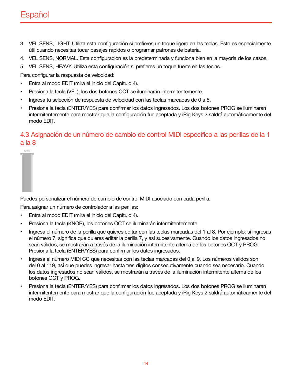 Español | IK Multimedia iRig Keys 2 Mini 25-Mini-Key USB MIDI Keyboard Controller User Manual | Page 55 / 62