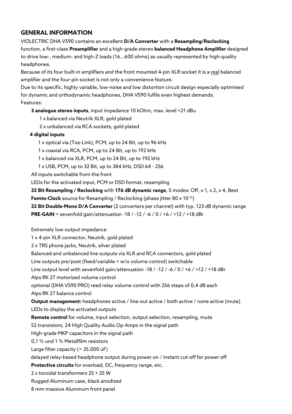 Violectric DHA V590² Pro Headphone Amplifier, Preamp, and DAC User Manual | Page 10 / 66