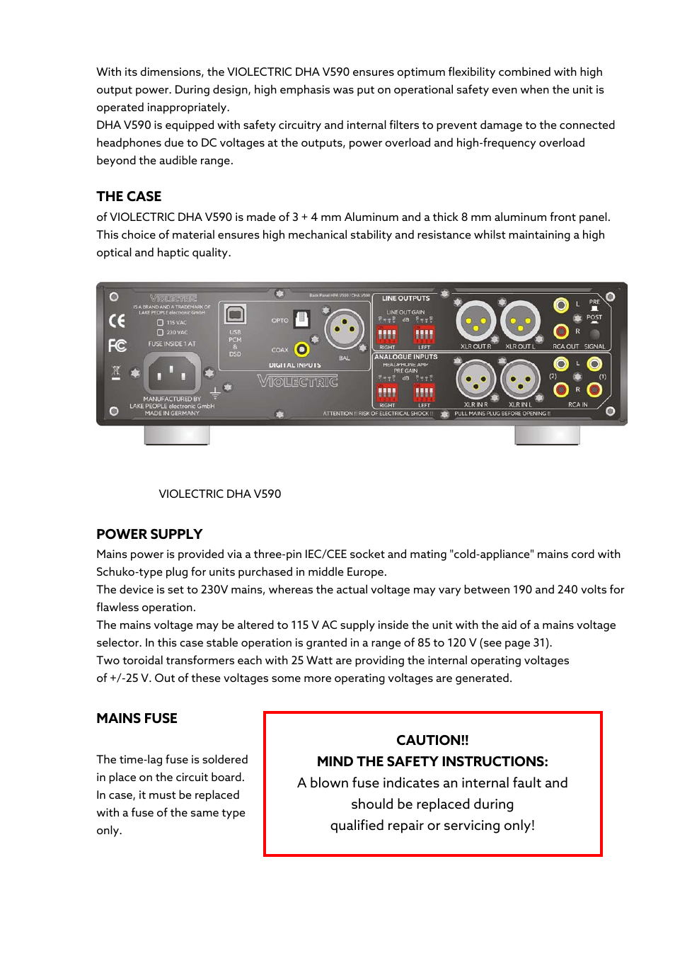 Violectric DHA V590² Pro Headphone Amplifier, Preamp, and DAC User Manual | Page 11 / 66