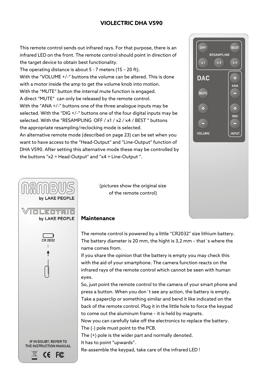 Violectric DHA V590² Pro Headphone Amplifier, Preamp, and DAC User Manual | Page 12 / 66