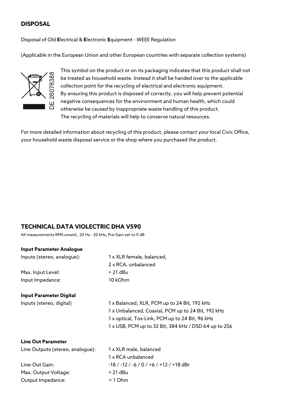 Violectric DHA V590² Pro Headphone Amplifier, Preamp, and DAC User Manual | Page 28 / 66