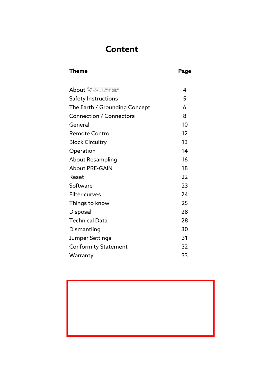 Content | Violectric DHA V590² Pro Headphone Amplifier, Preamp, and DAC User Manual | Page 3 / 66