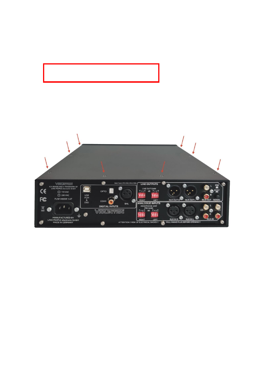 Pull the mains plug | Violectric DHA V590² Pro Headphone Amplifier, Preamp, and DAC User Manual | Page 30 / 66