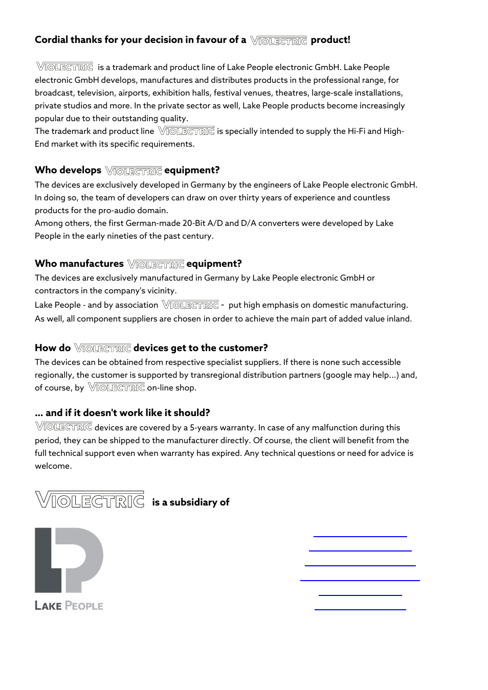 Violectric DHA V590² Pro Headphone Amplifier, Preamp, and DAC User Manual | Page 4 / 66