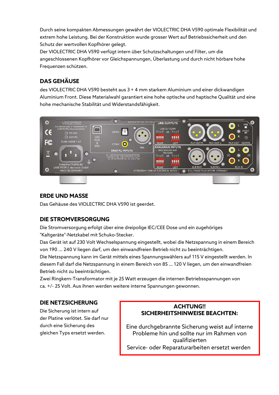 Violectric DHA V590² Pro Headphone Amplifier, Preamp, and DAC User Manual | Page 43 / 66