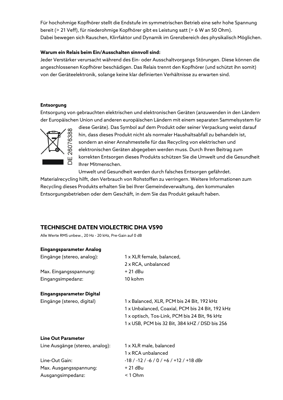 Violectric DHA V590² Pro Headphone Amplifier, Preamp, and DAC User Manual | Page 61 / 66