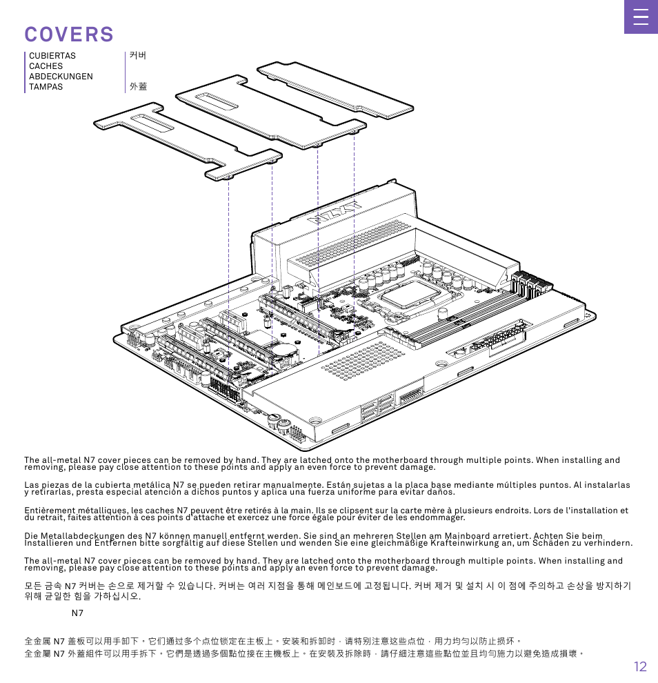 C o v e r s, Covers | NZXT N7 Z790 ATX LGA 1700 Gaming Motherboard (Black) User Manual | Page 17 / 63