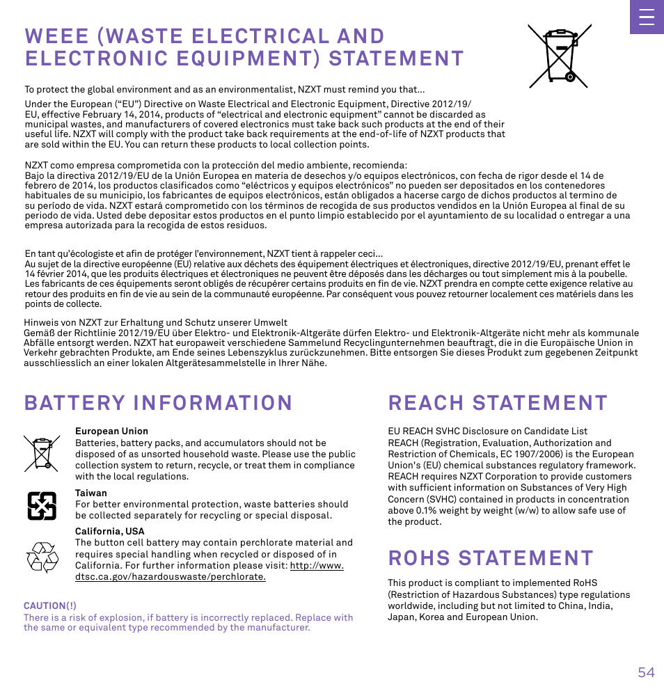 Rohs statement | NZXT N7 Z790 ATX LGA 1700 Gaming Motherboard (Black) User Manual | Page 59 / 63