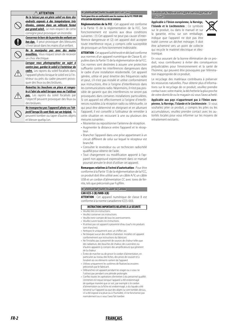 Fr-2 français | FujiFilm MKX18-55mm T2.9 Lens (Fuji X-Mount) User Manual | Page 22 / 68