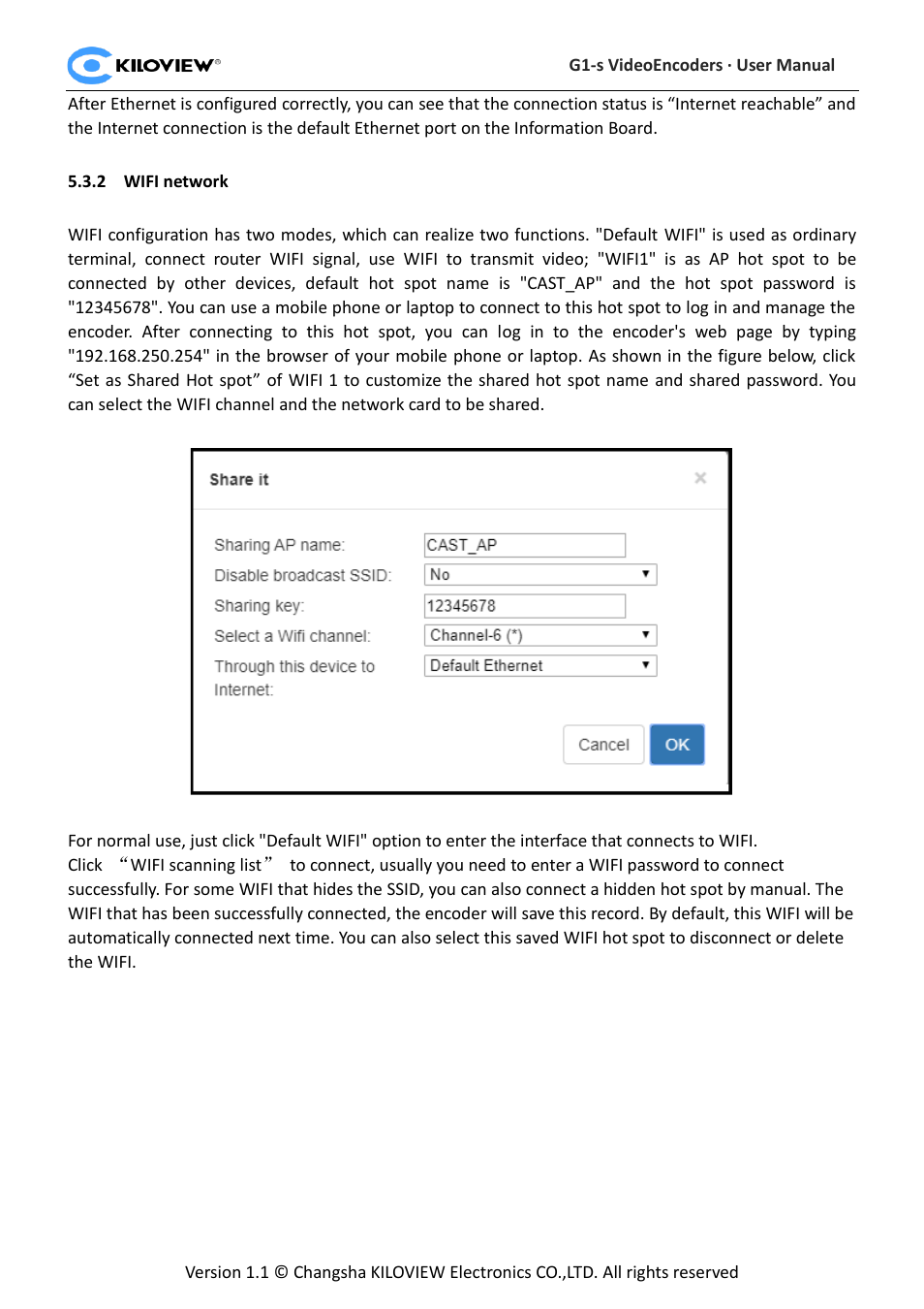 Wifi network | Kiloview 3G-SDI to H.264 Wireless Video Encoder User Manual | Page 13 / 50