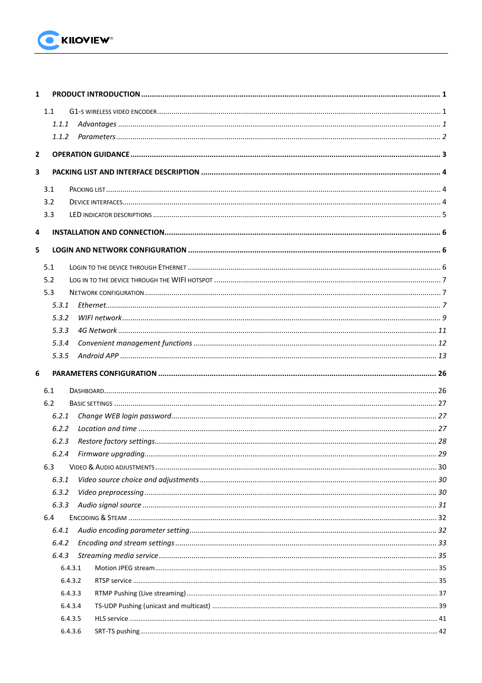 Kiloview 3G-SDI to H.264 Wireless Video Encoder User Manual | Page 3 / 50