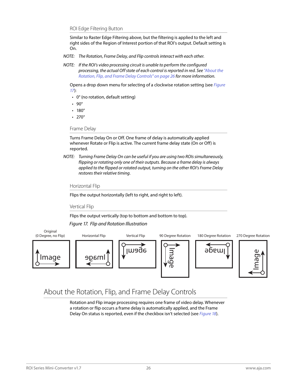 About the rotation, flip, and frame delay controls, Image | AJA ROI DVI to SDI Mini-Converter User Manual | Page 26 / 54