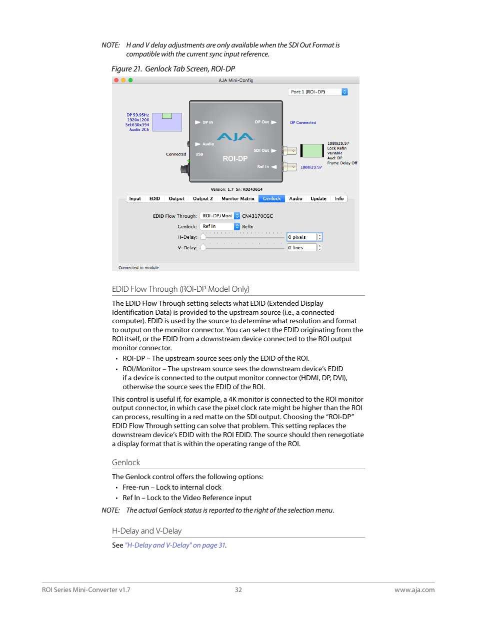 AJA ROI DVI to SDI Mini-Converter User Manual | Page 32 / 54