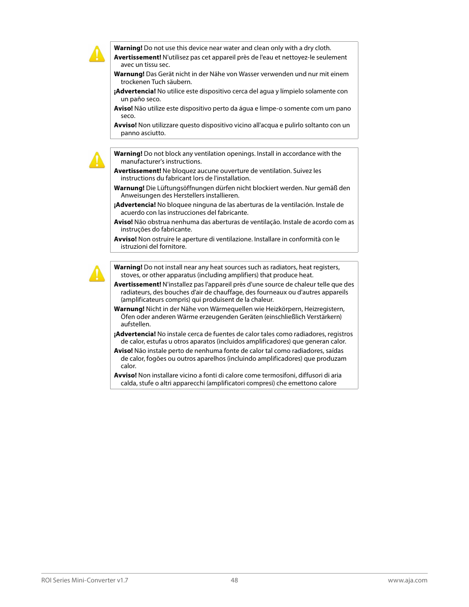 AJA ROI DVI to SDI Mini-Converter User Manual | Page 48 / 54