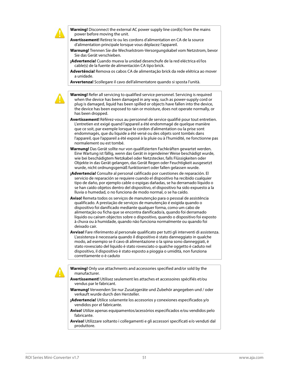 AJA ROI DVI to SDI Mini-Converter User Manual | Page 51 / 54