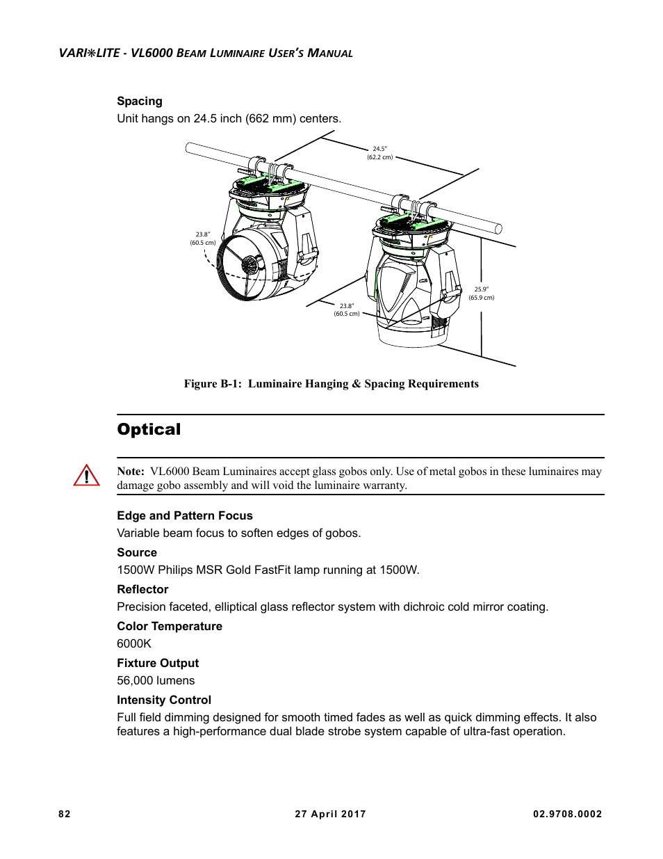 Optical, Refer to, Figure b-1 | VARI-LITE VL6000 Beam User Manual | Page 100 / 103