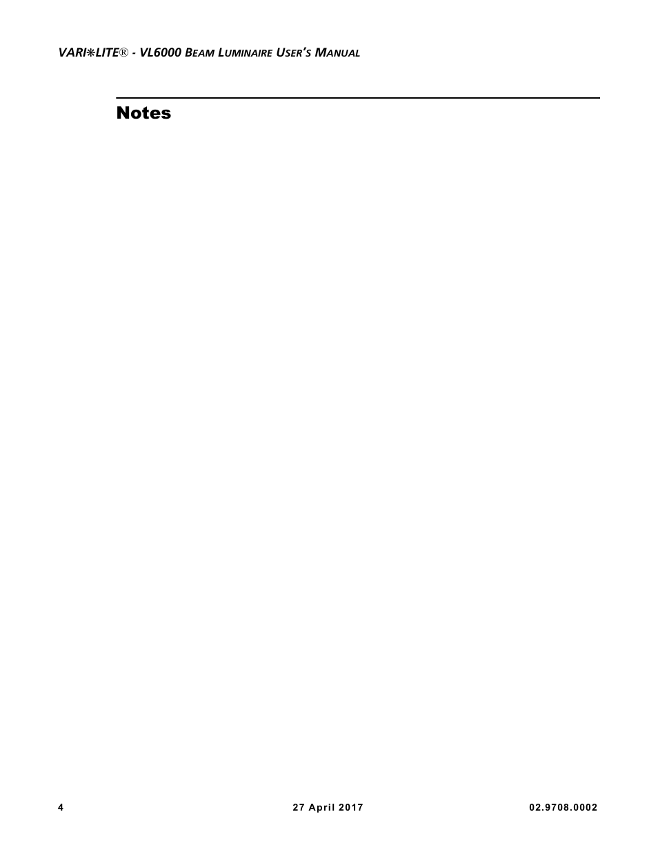 VARI-LITE VL6000 Beam User Manual | Page 22 / 103