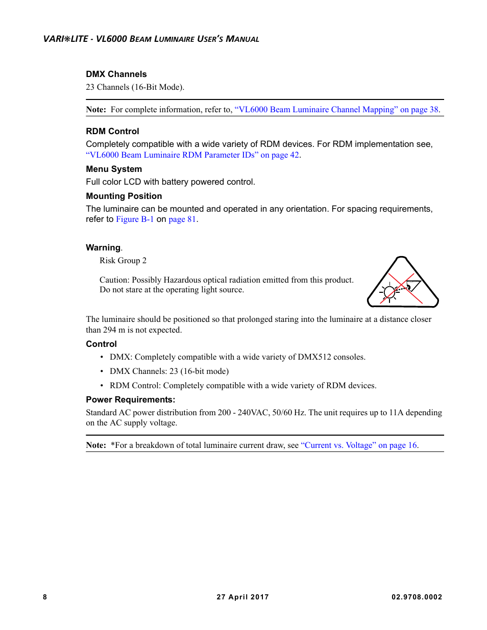 VARI-LITE VL6000 Beam User Manual | Page 26 / 103