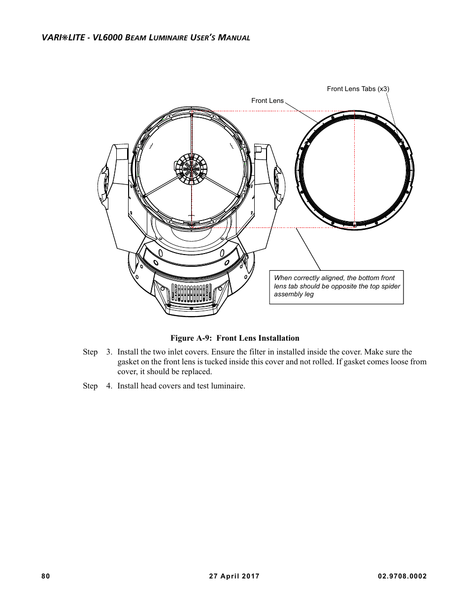 VARI-LITE VL6000 Beam User Manual | Page 98 / 103