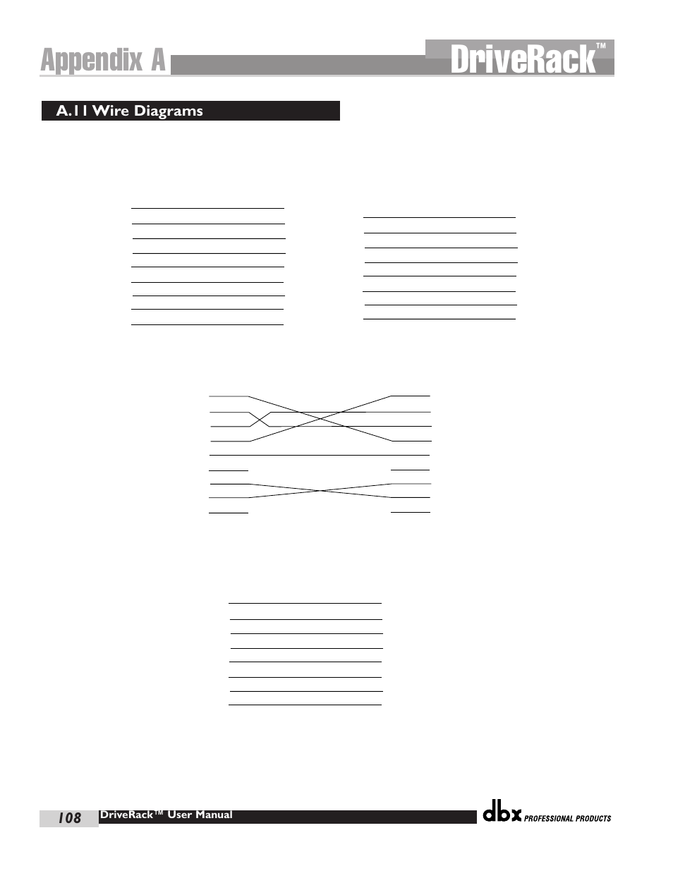 Driverack, Appendix a, A.11 wire diagrams | dbx Pro 480 User Manual | Page 116 / 117
