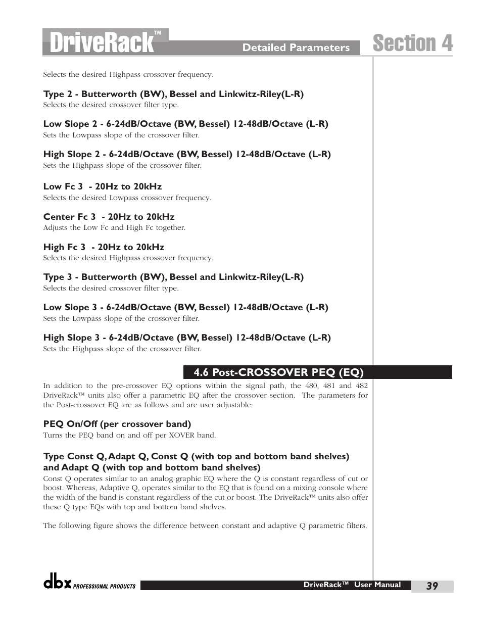 Driverack | dbx Pro 480 User Manual | Page 48 / 117