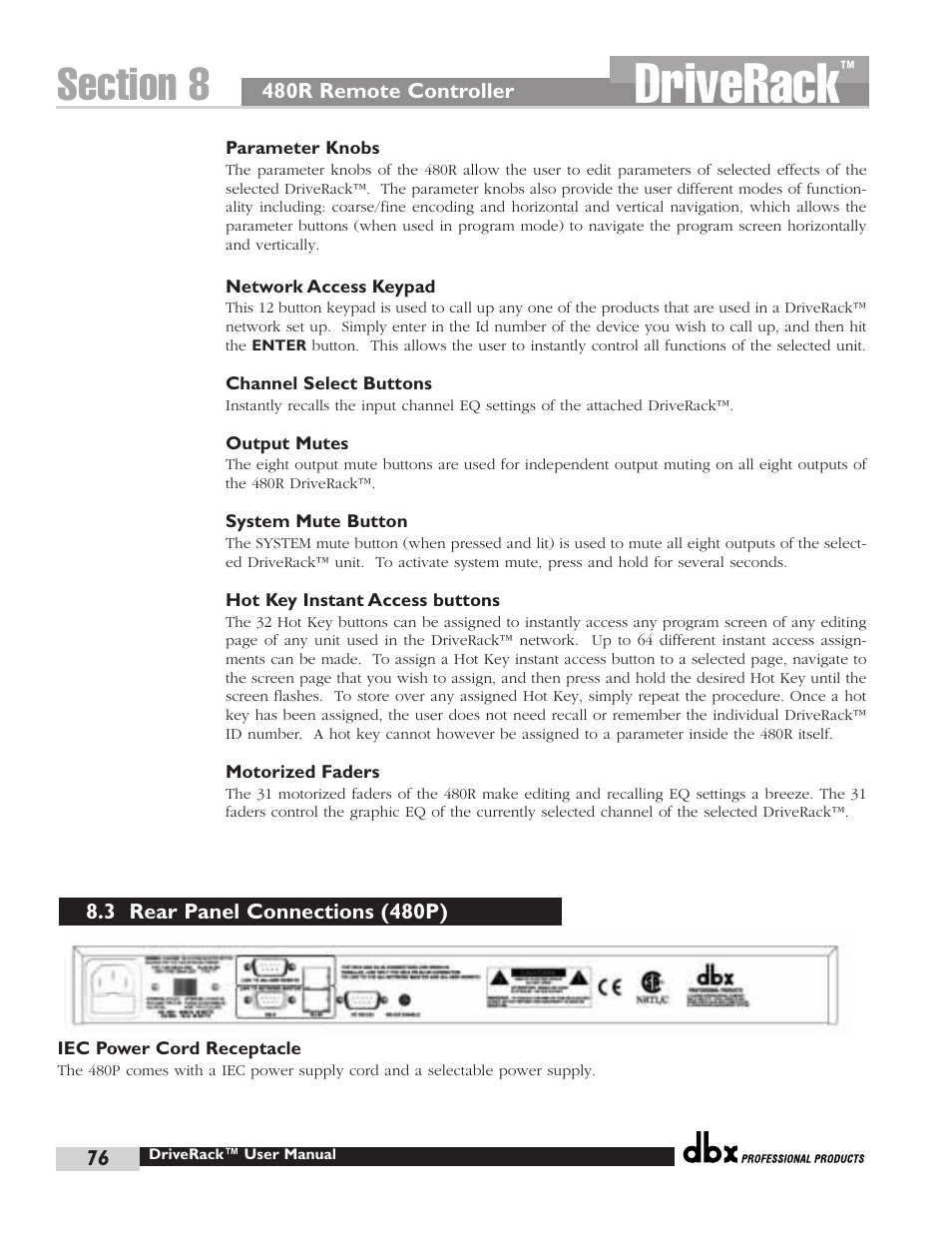 Driverack | dbx Pro 480 User Manual | Page 85 / 117
