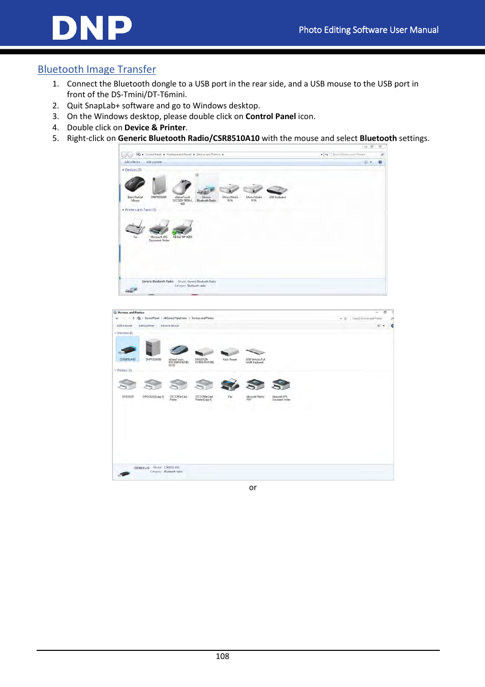Bluetooth image transfer | DNP DS-Tmini Kiosk Order Terminal User Manual | Page 108 / 194