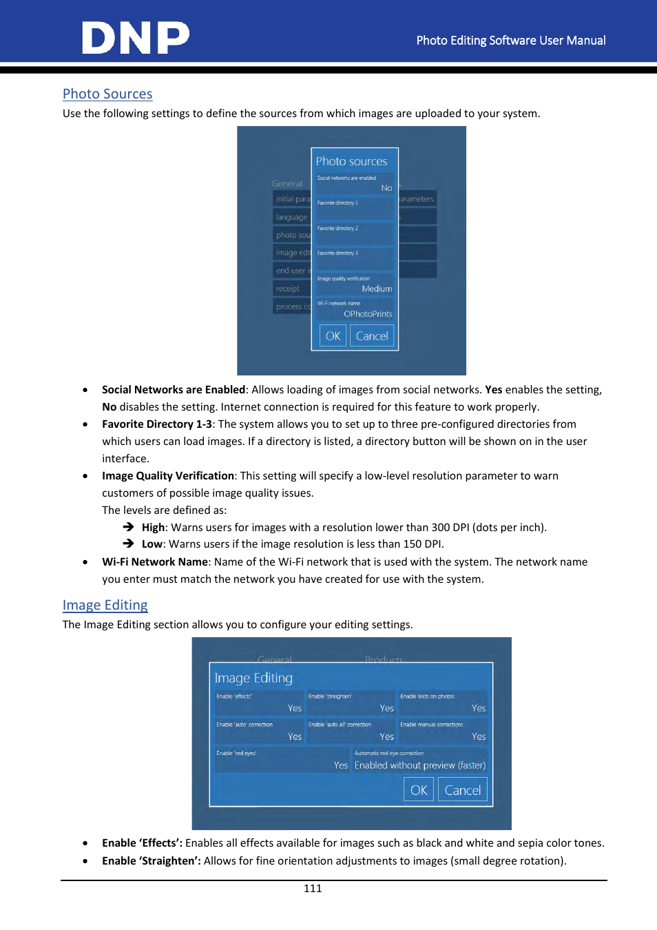Photo sources, Image editing, Photo sources image editing | DNP DS-Tmini Kiosk Order Terminal User Manual | Page 111 / 194
