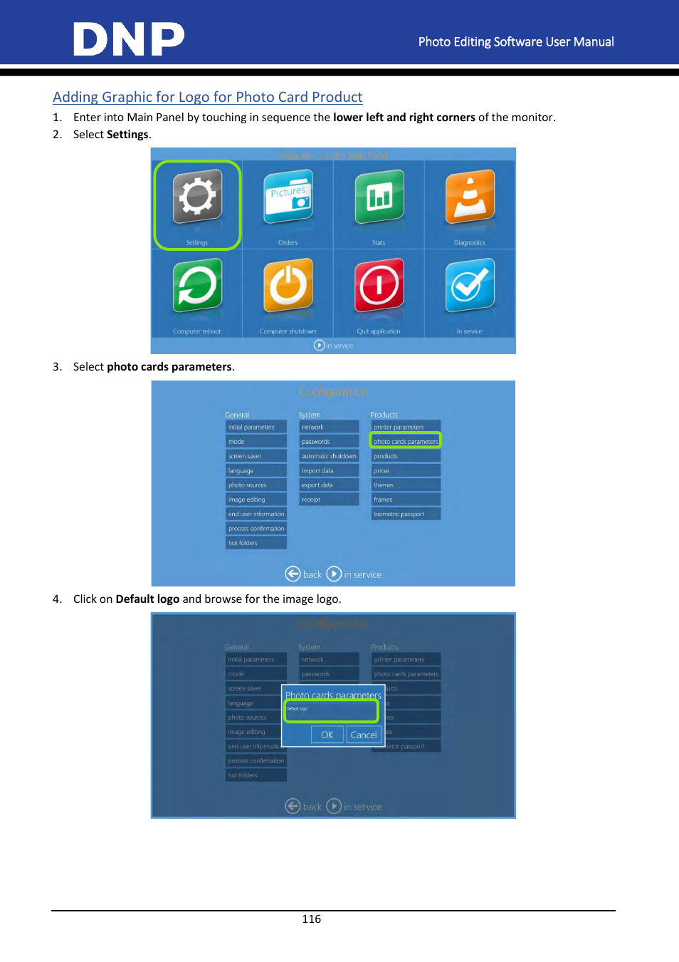 Adding graphic for logo for photo card product | DNP DS-Tmini Kiosk Order Terminal User Manual | Page 116 / 194