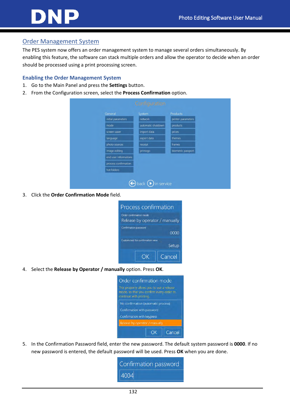 Order management system, Enabling the order management system | DNP DS-Tmini Kiosk Order Terminal User Manual | Page 132 / 194
