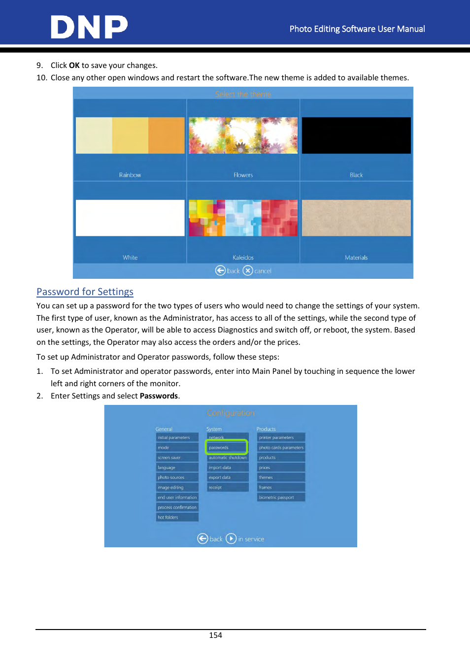 Password for settings | DNP DS-Tmini Kiosk Order Terminal User Manual | Page 154 / 194