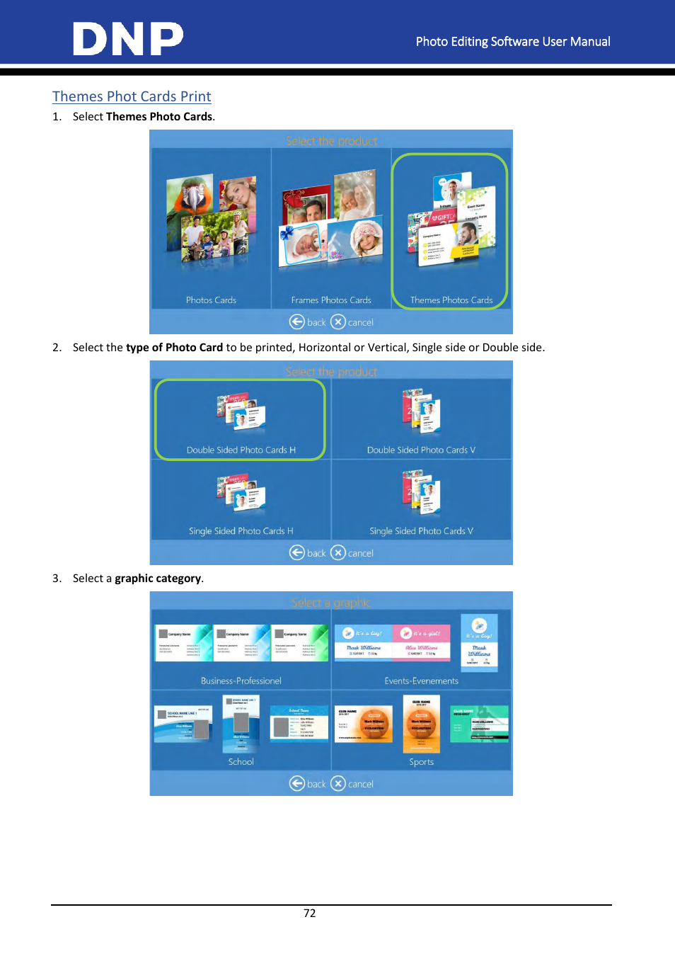 Themes phot cards print | DNP DS-Tmini Kiosk Order Terminal User Manual | Page 72 / 194